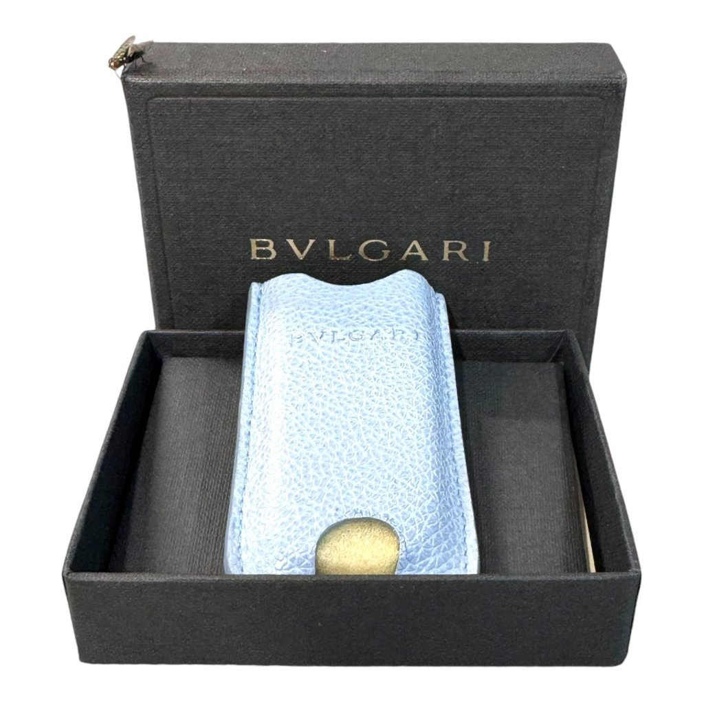 Bvlgari Light Blue Textured Leather Lighter Case In Original Box Unisex Gift